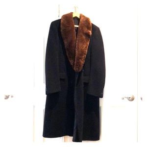 Men’s Christian Dior wool overcoat with fur collar